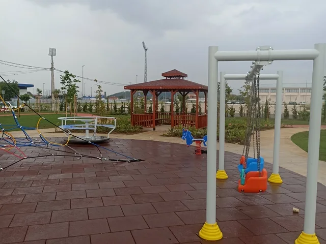 Eco park — children's playground and paths, Tuzi